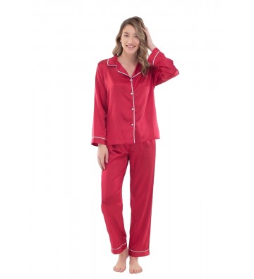 WOMEN'S SATIN PAJAMAS WITH...