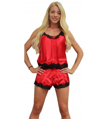 WOMEN'S BABY DOLL SATIN RED...