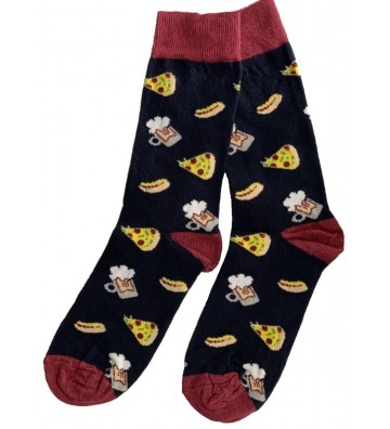 WOMEN'S SOCKS WITH PIZZA BLACK
